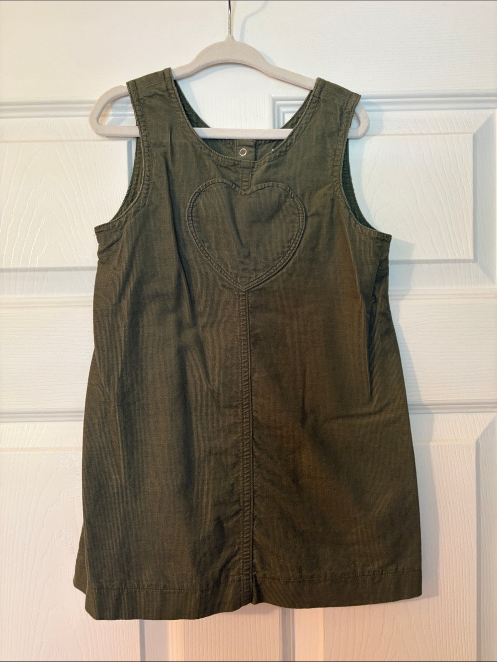 GAP Girls Olive Green Heart Pinafore Dress
